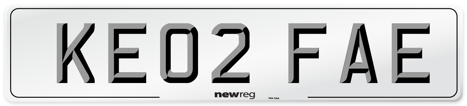 KE02 FAE Number Plate from New Reg
